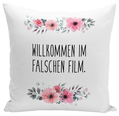 Kissen - Willkommen im falschen Film. mit Blümchen