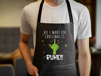 Bild: Kochschürze - Grinch - All I want for Christmas is Ruhe! (Mittelfinger) Geschenkidee