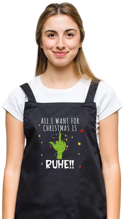 Bild: Kochschürze - Grinch - All I want for Christmas is Ruhe! (Mittelfinger) Geschenkidee
