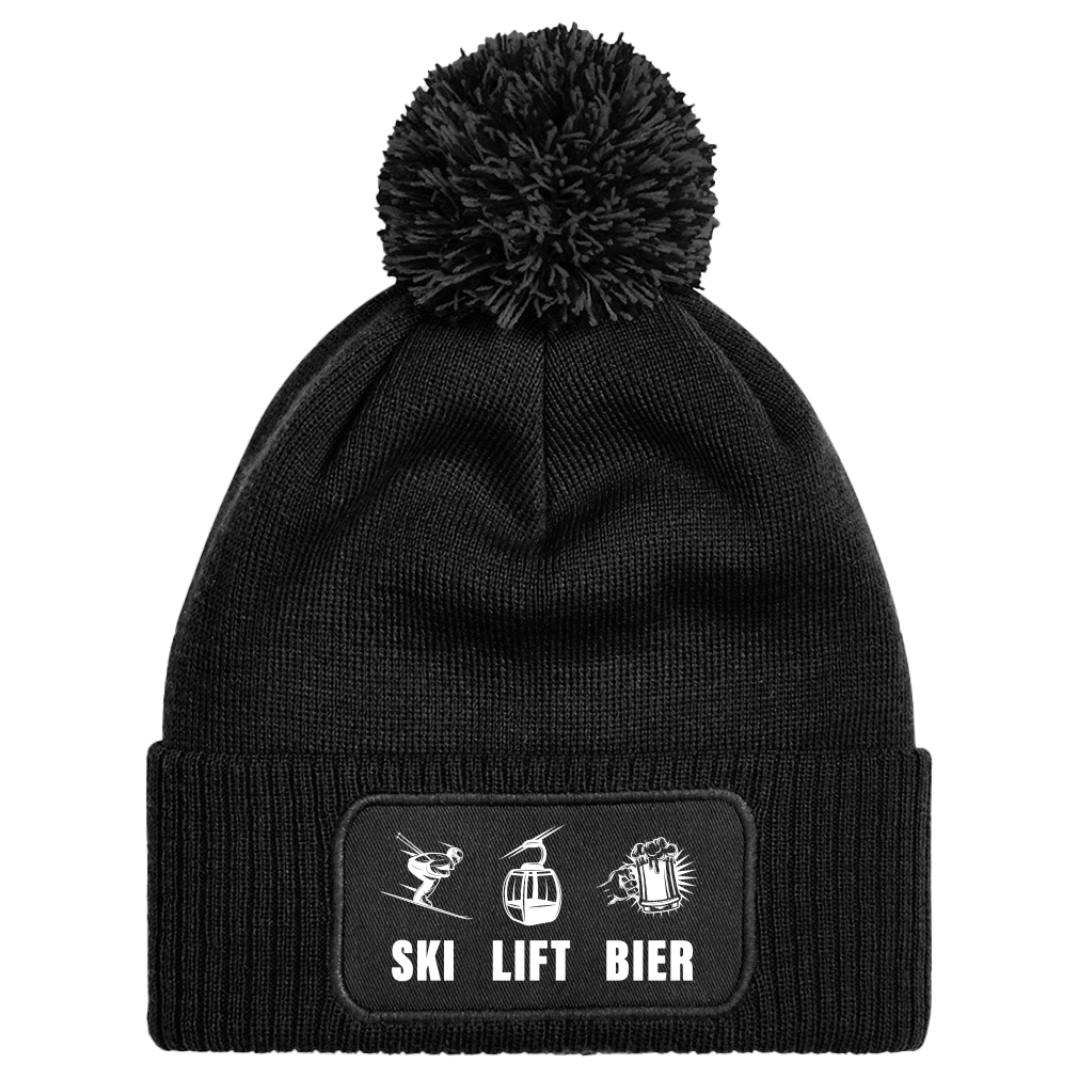 Mütze mit Bommel - Ski Lift Bier