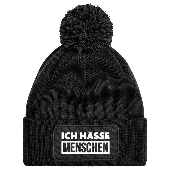 Bild: Mütze mit Bommel - Ich hasse Menschen Geschenkidee
