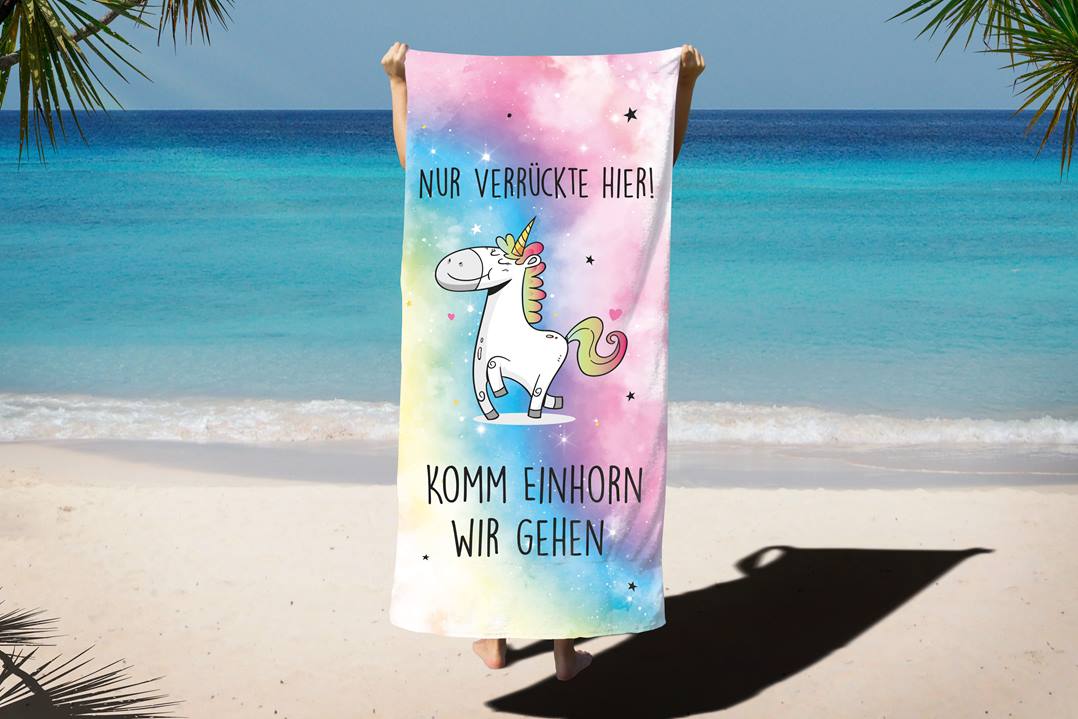 Nur Verrückte hier! Komm Einhorn wir gehen - Handtuch & Strandtuch