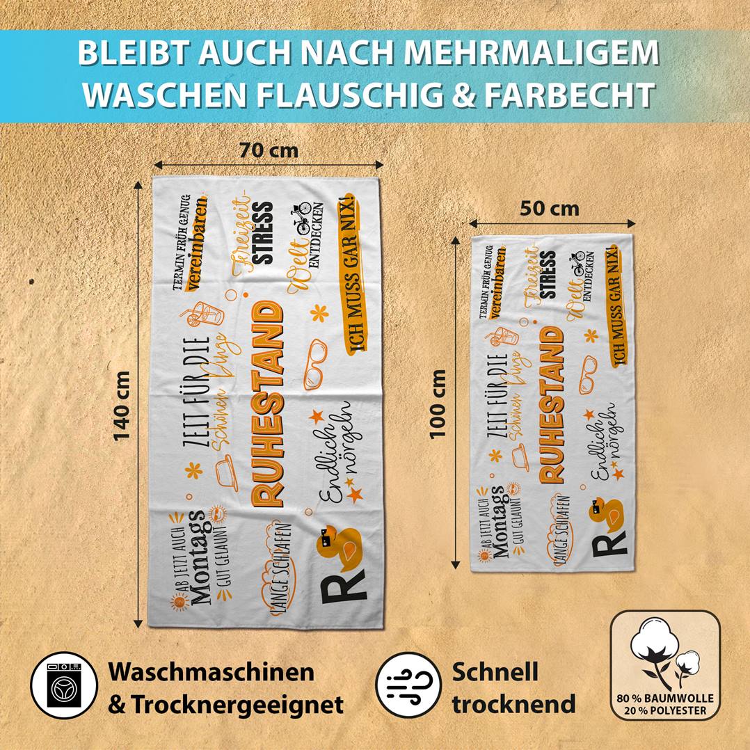 Ruhestand - Rente - Handtuch & Strandtuch