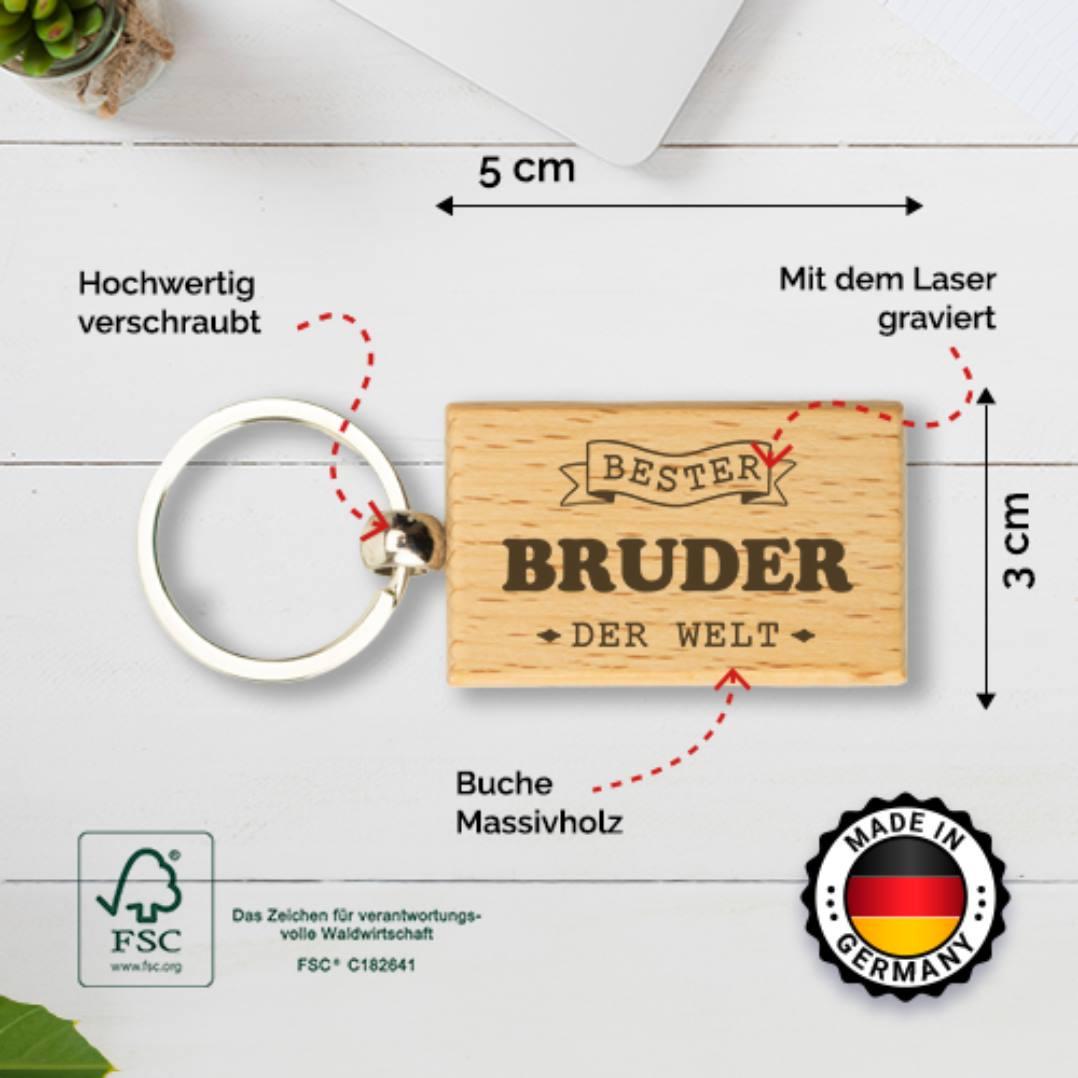 Personalisiert Schlüsselanhänger Für Bruder – Aus Edelstahl, Geschenk Zum Geburtstag Oder Weihnachten | Mit Gravur „Bruder“