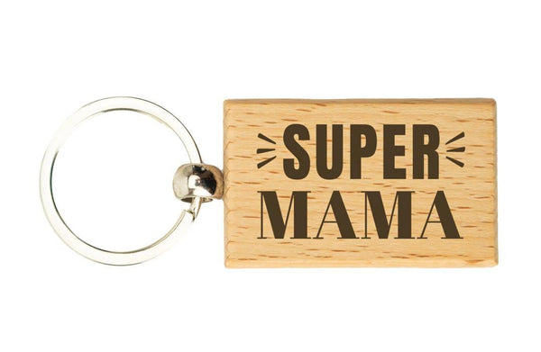 Lieblingsmensch Schlüsselanhänger Aus Holz – Personalisierte Gravur, Z.B. 'Supermama', Mit Lederband