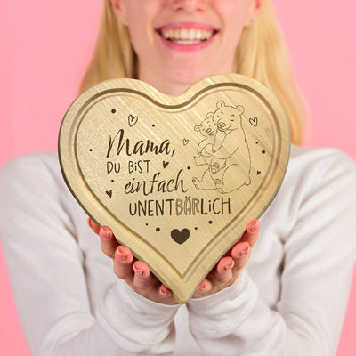 Schneidebrett - Mama, Du bist einfach unentBÄRlich - Herzform