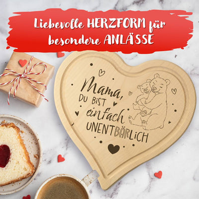Schneidebrett - Mama, Du bist einfach unentBÄRlich - Herzform