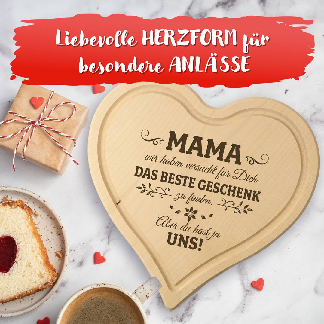 Schneidebrett - Mama, Du hast ja bereits uns! - Herzform
