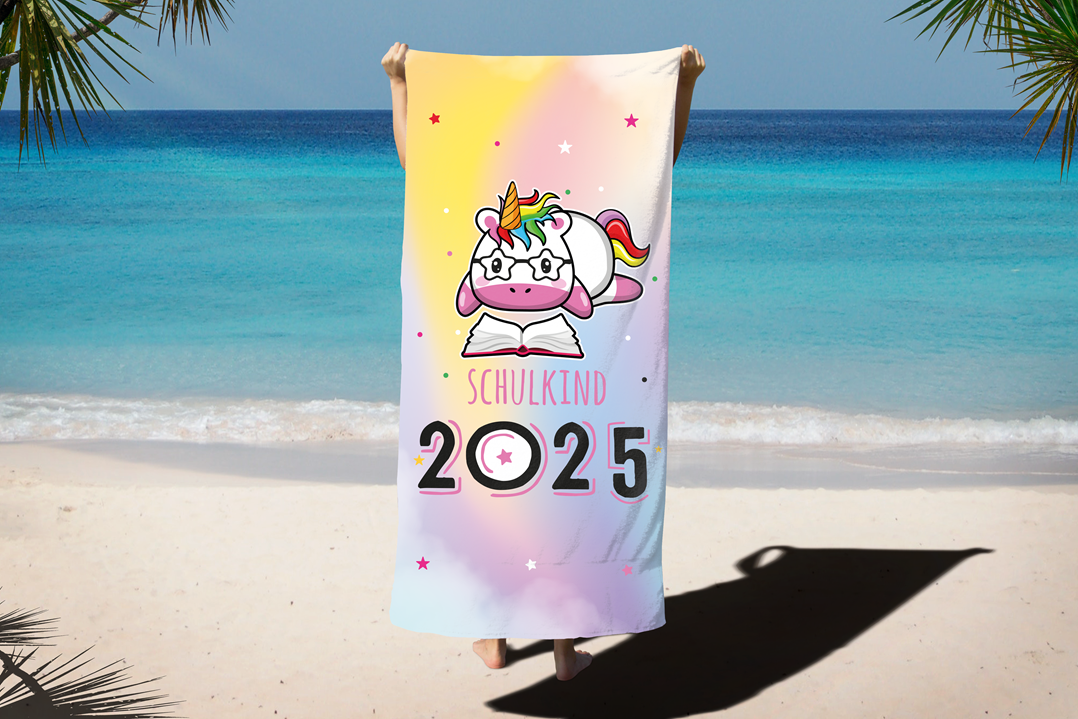 Schulkind 2025 (Einhorn) - Handtuch & Strandtuch