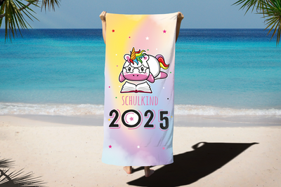 Schulkind 2025 (Einhorn) - Handtuch & Strandtuch