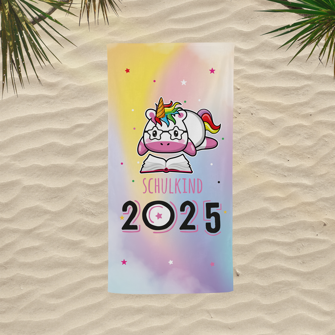 Schulkind 2025 (Einhorn) - Handtuch & Strandtuch