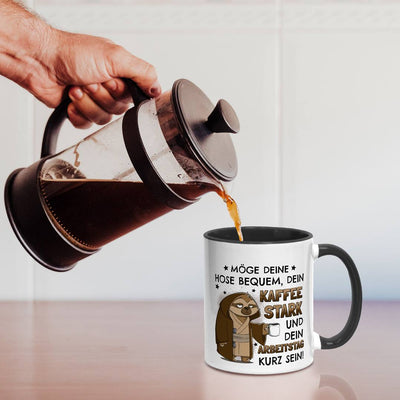 Sci-Fi Faultier Tasse - Möge Deine Hose bequem, Dein Kaffee stark und Dein Arbeitstag kurz sein!