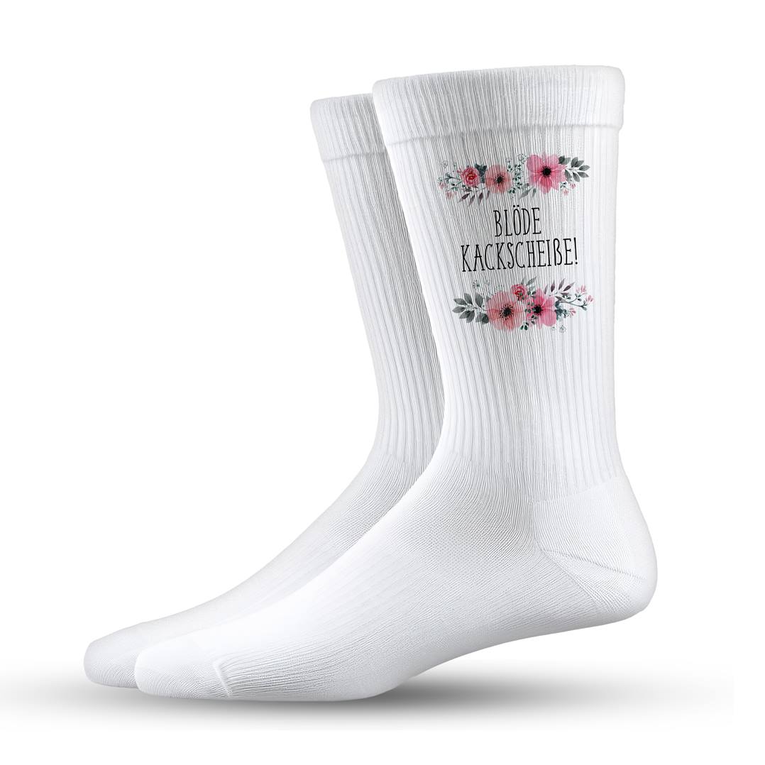 Socken - Blöde Kackscheiße! - blumig
