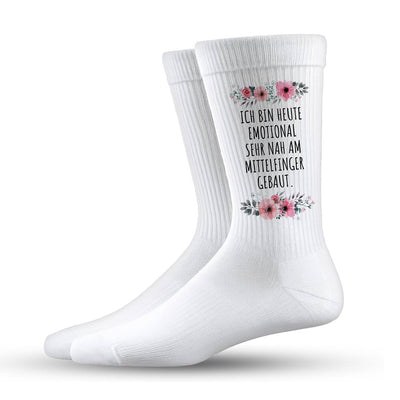 Socken - Ich bin heute emotional sehr nah am Mittelfinger gebaut. - blumig
