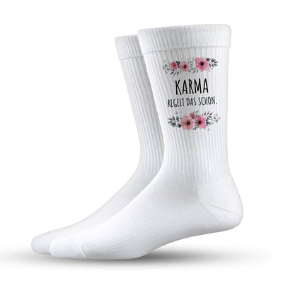 Socken - Karma regelt das schon. - blumig