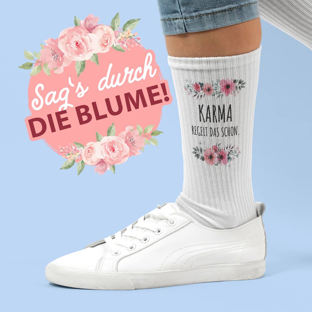 Socken - Karma regelt das schon. - blumig