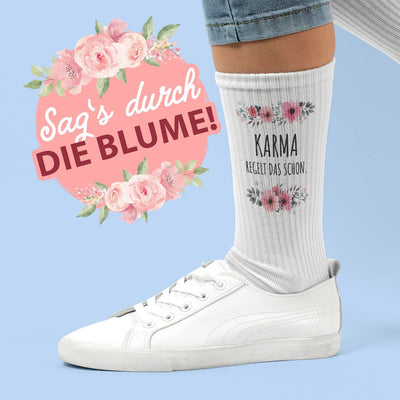 Socken - Karma regelt das schon. - blumig