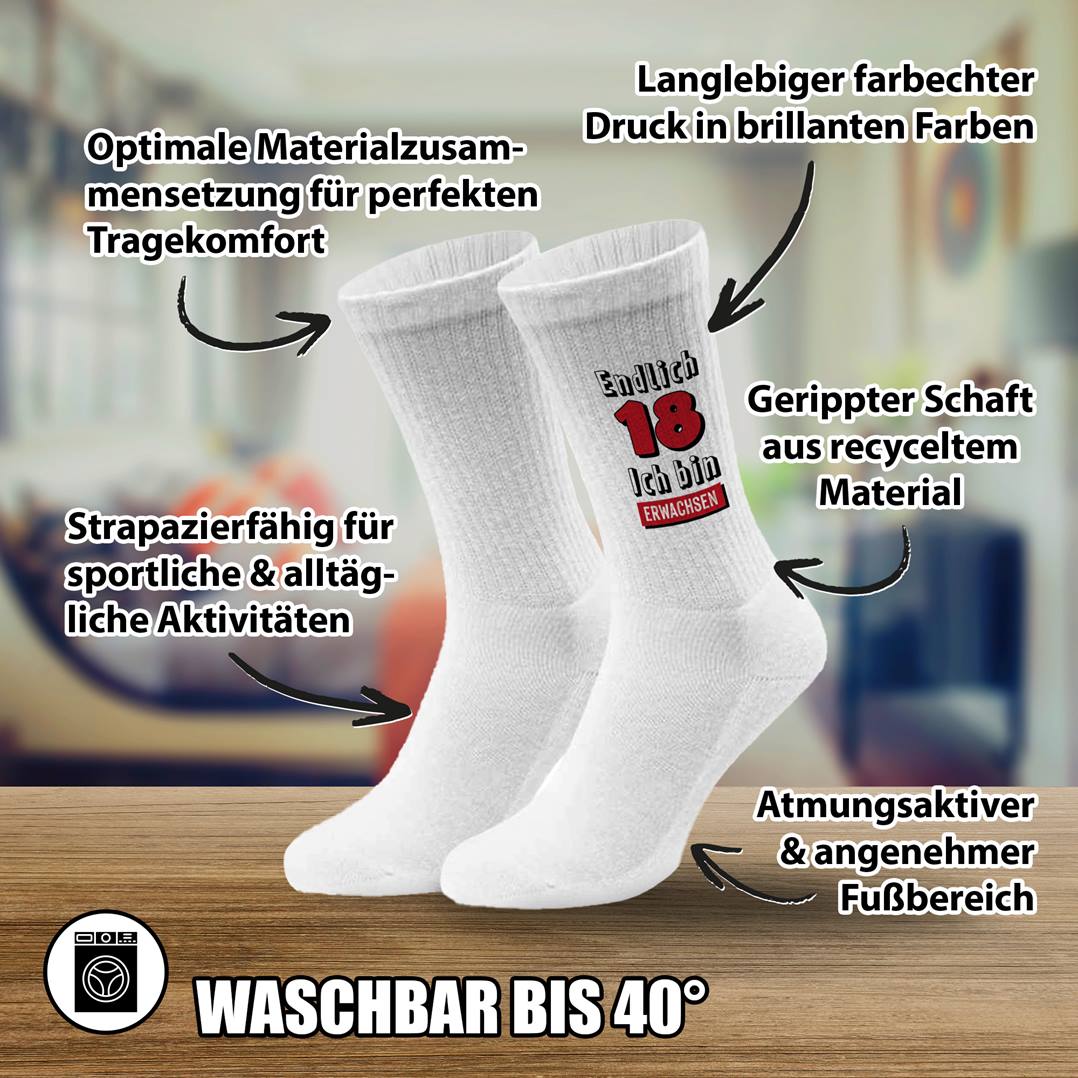 Socken - Endlich 18! Ich bin erwachsen