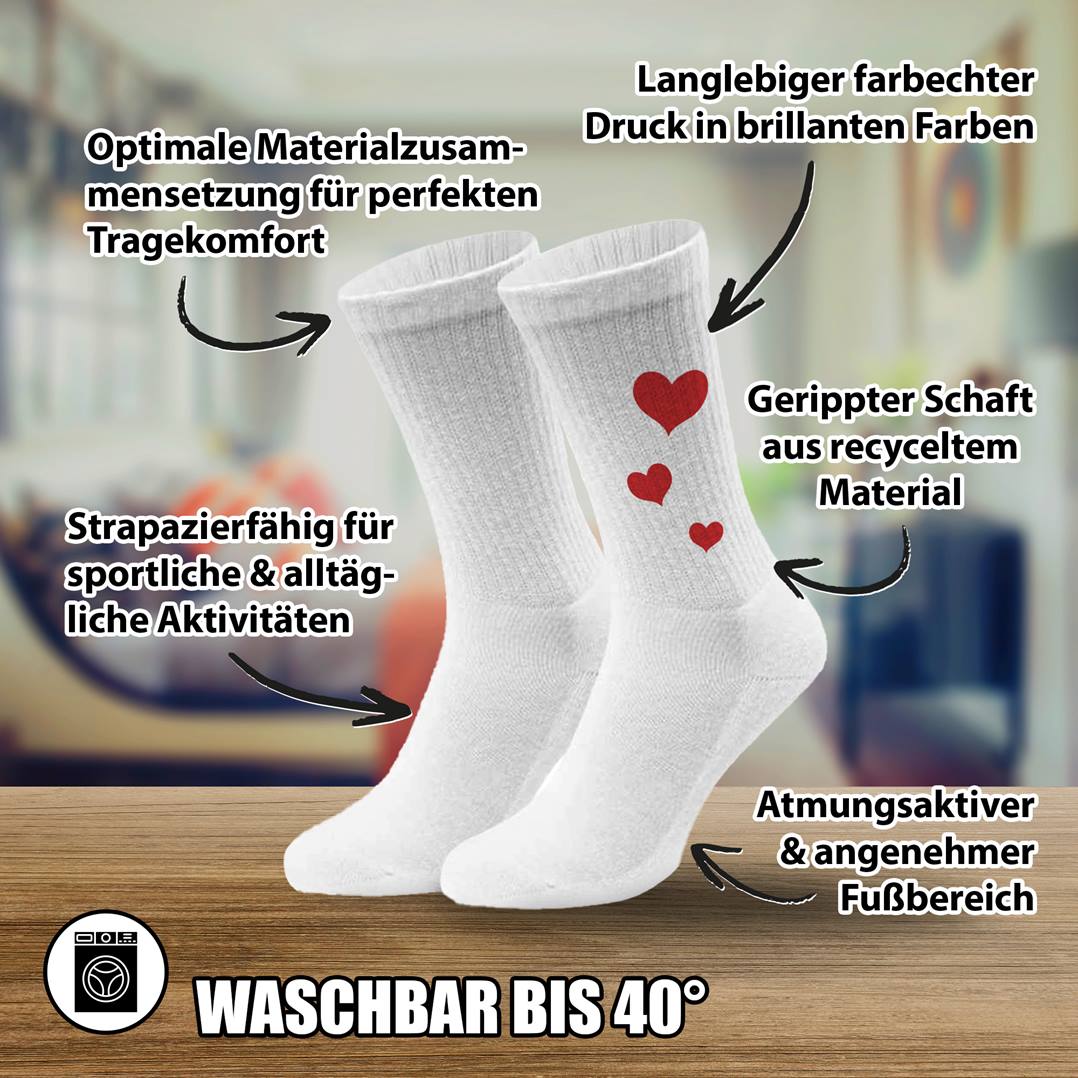 Socken - Herzen (rot)