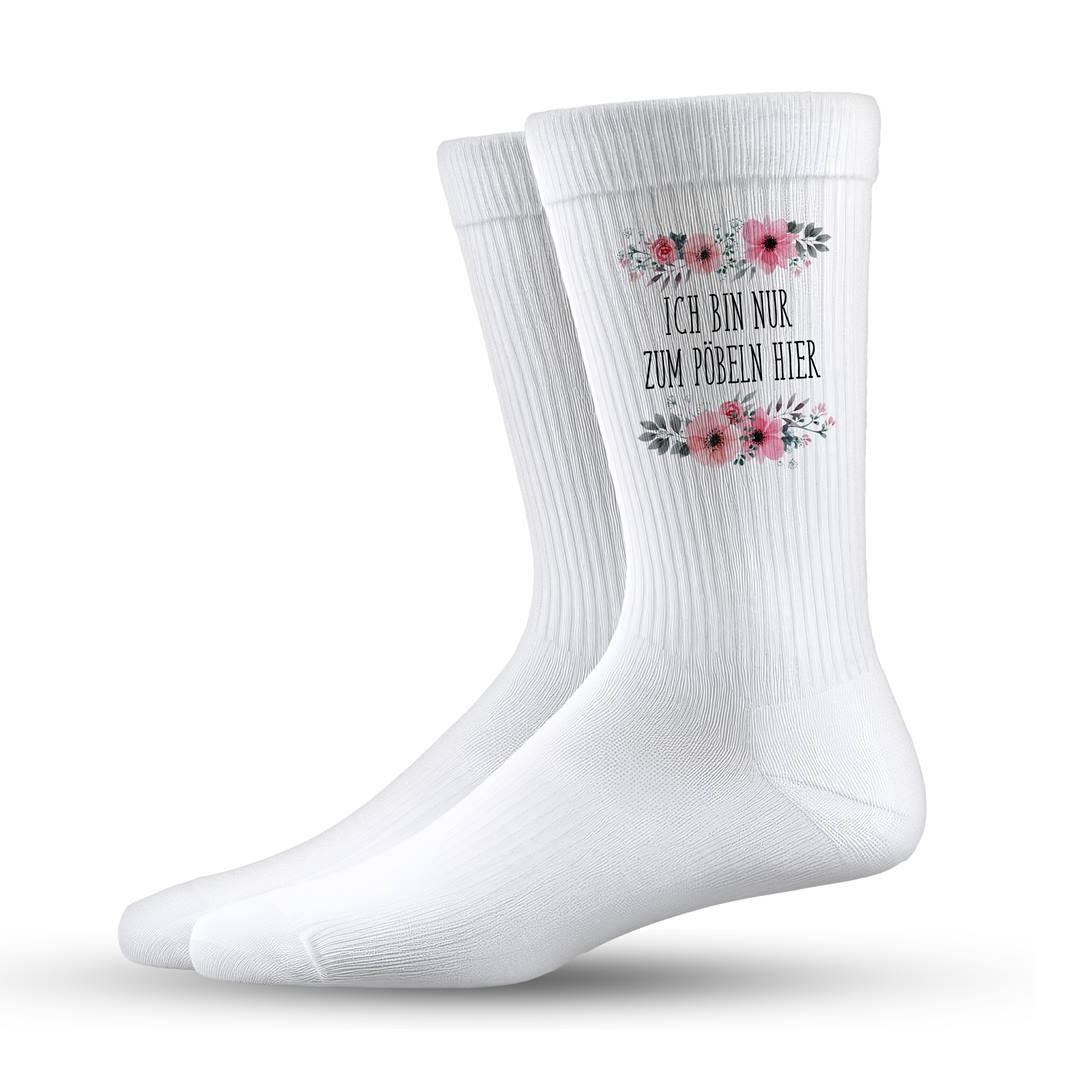 Socken - Ich bin nur zum Pöbeln hier - blumig
