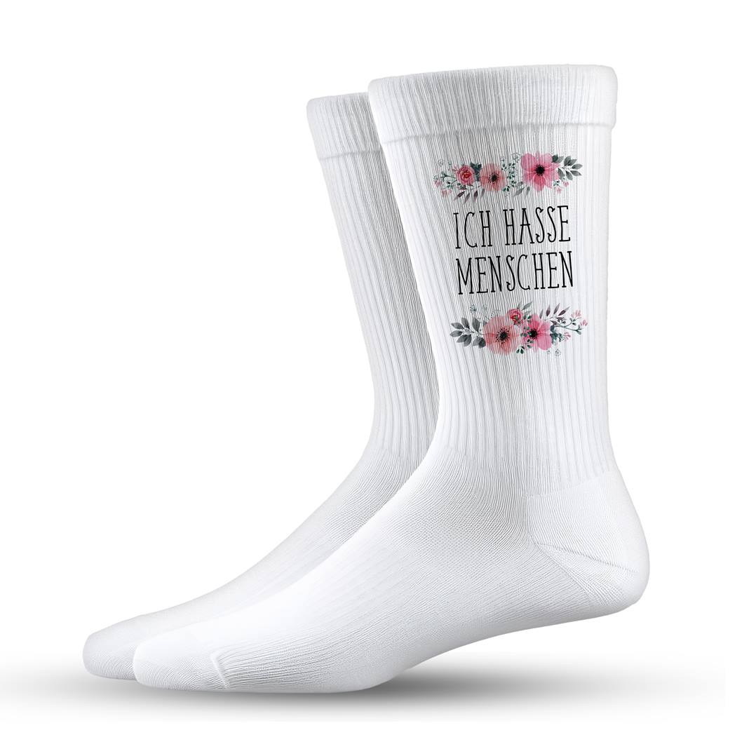 Socken - Ich hasse Menschen - blumig