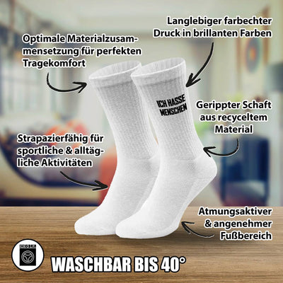 Socken - Ich hasse Menschen (Schriftzug)