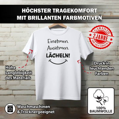 T-Shirt Damen - Einatmen. Ausatmen. Lächeln!
