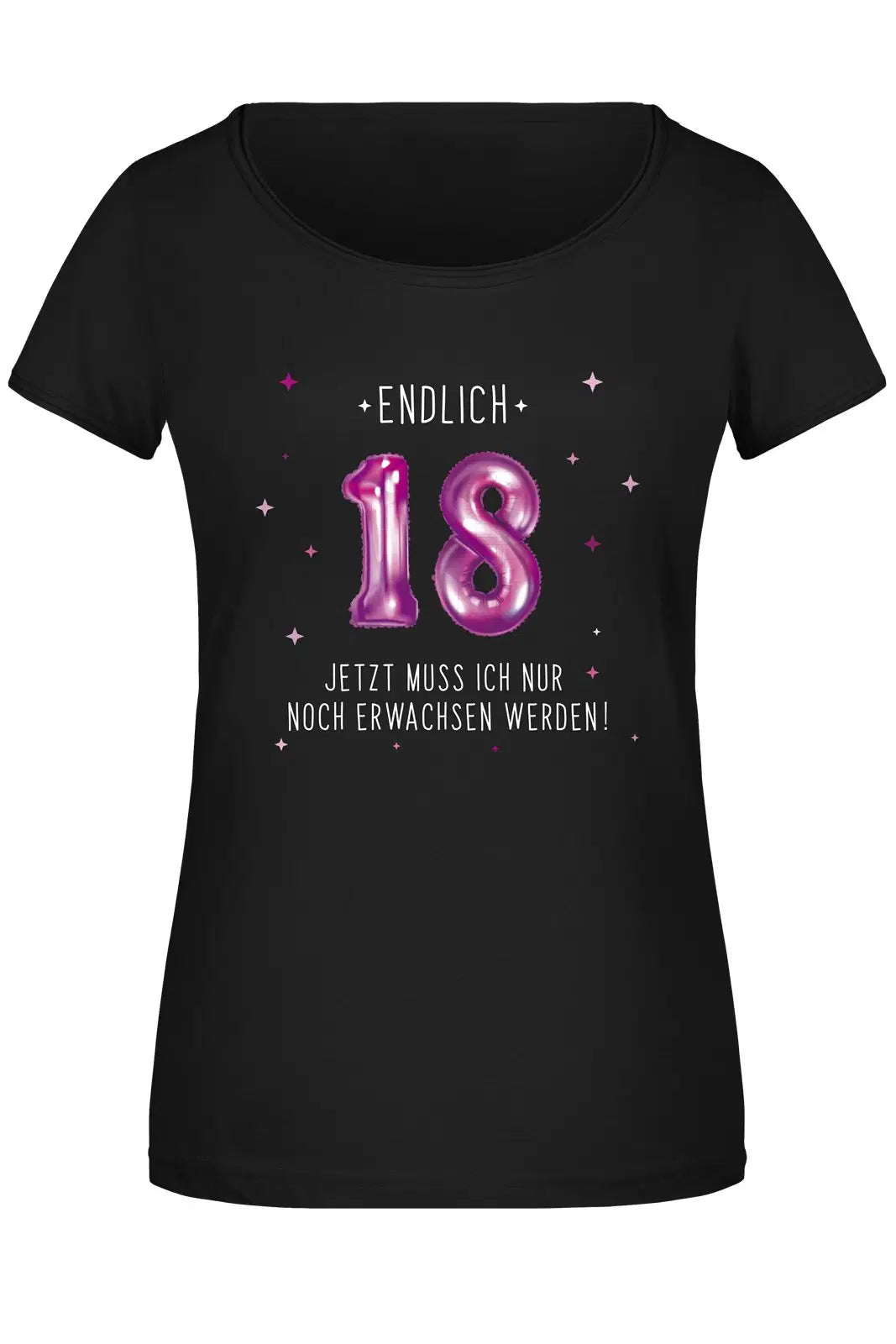 Bild: T-Shirt Damen - Endlich 18 Jetzt muss ich nur noch Erwachsen werden! - Pink Geschenkidee