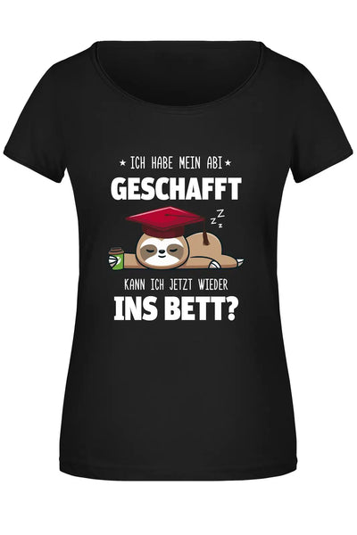 Bild: T-Shirt Damen - Faultier - Ich habe mein Abi geschafft. Kann ich jetzt wieder ins Bett? Geschenkidee