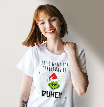 Bild: T-Shirt Damen - Grinch - All I want for Christmas is Ruhe! (Gesicht) Geschenkidee