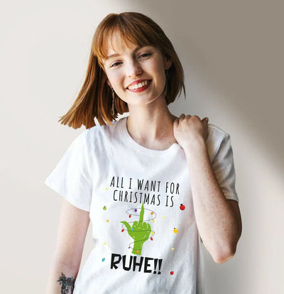 Bild: T-Shirt Damen - Grinch - All I want for Christmas is Ruhe! (Mittelfinger) Geschenkidee