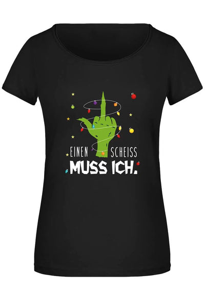 Bild: T-Shirt Damen - Grinch - Einen Scheiss muss ich. (Mittelfinger) Geschenkidee