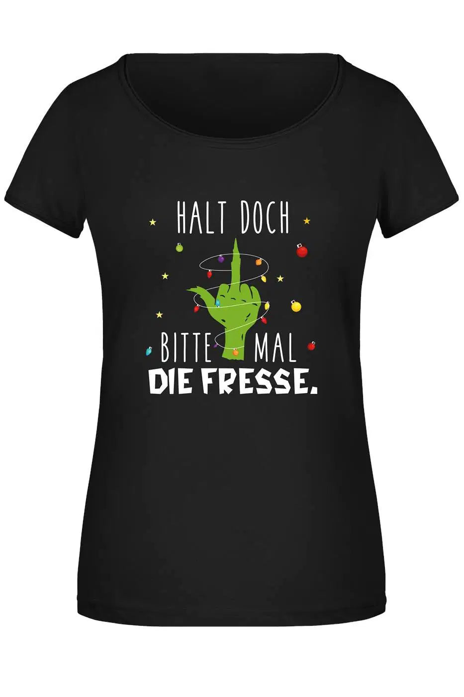 Bild: T-Shirt Damen - Grinch - Halt doch bitte mal die Fresse. (Mittelfinger) Geschenkidee