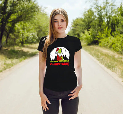 Bild: T-Shirt Damen - Grinch - Merry fucking Christmas Geschenkidee