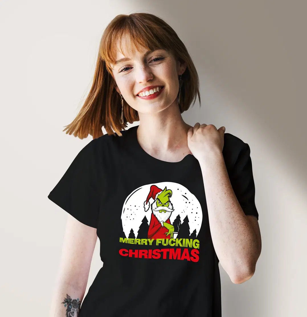 Bild: T-Shirt Damen - Grinch - Merry fucking Christmas Geschenkidee