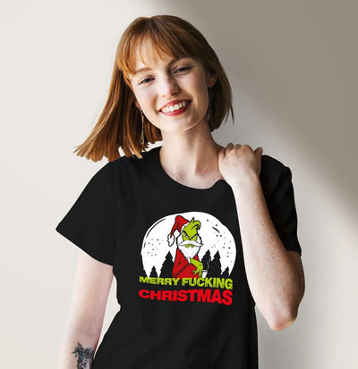 Bild: T-Shirt Damen - Grinch - Merry fucking Christmas Geschenkidee