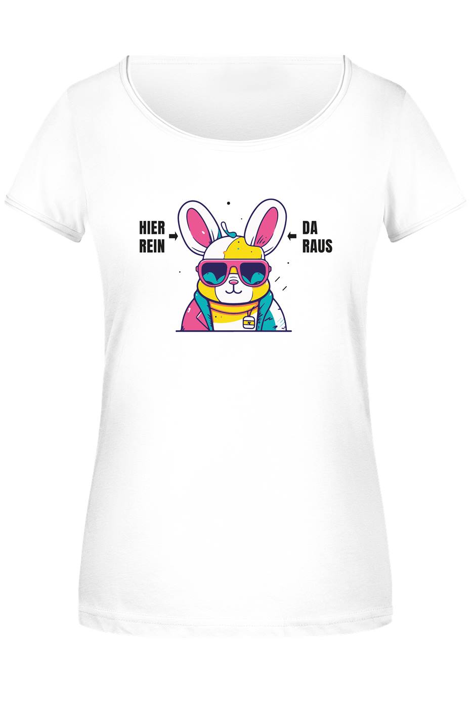 T-Shirt Damen - Hier rein, da raus (Hase)