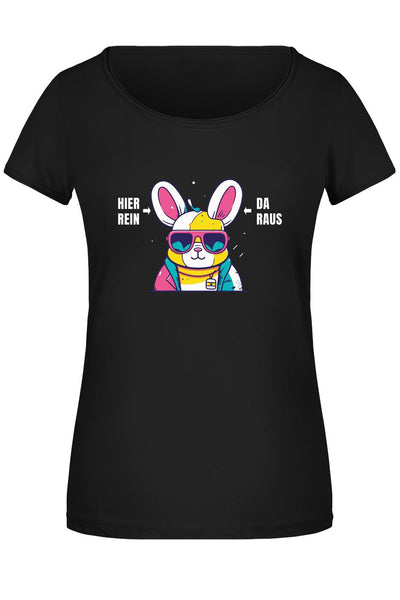 T-Shirt Damen - Hier rein, da raus (Hase)