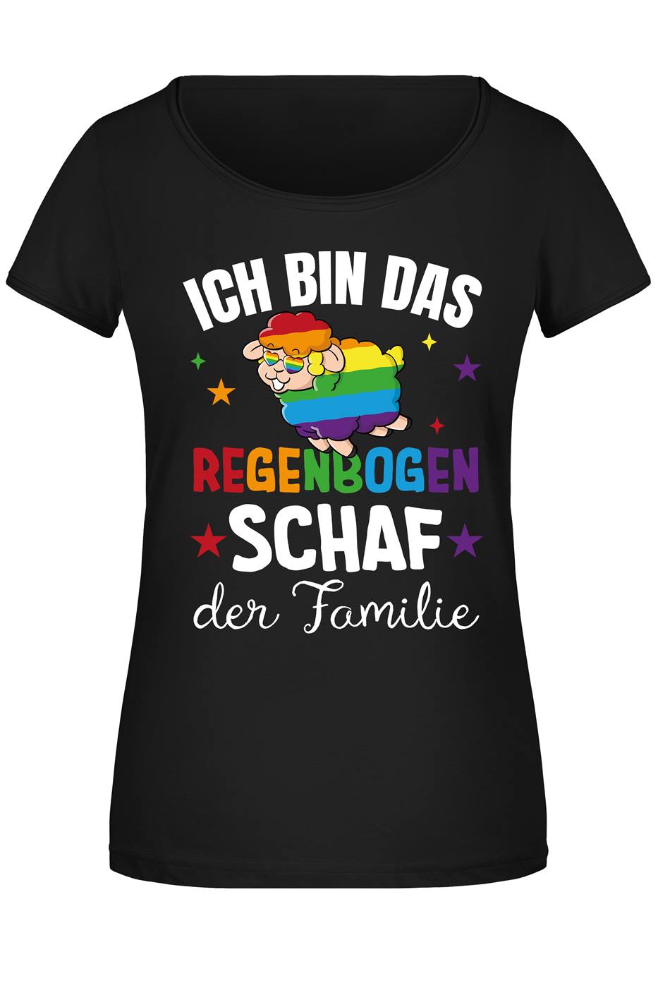T-Shirt Damen - Ich bin das Regenbogenschaf der Familie