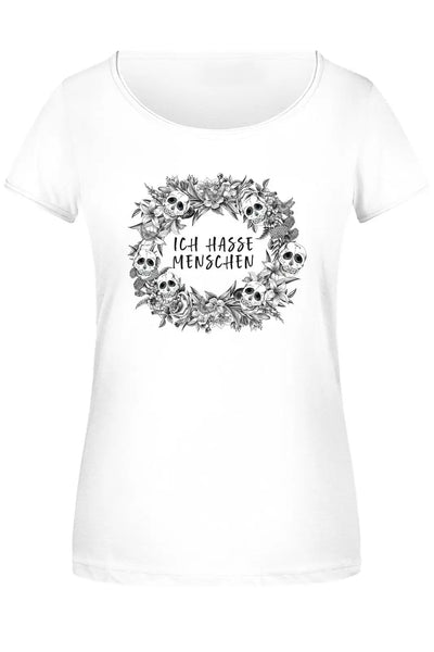 Bild: T-Shirt Damen - Ich hasse Menschen - Skull Statement Geschenkidee