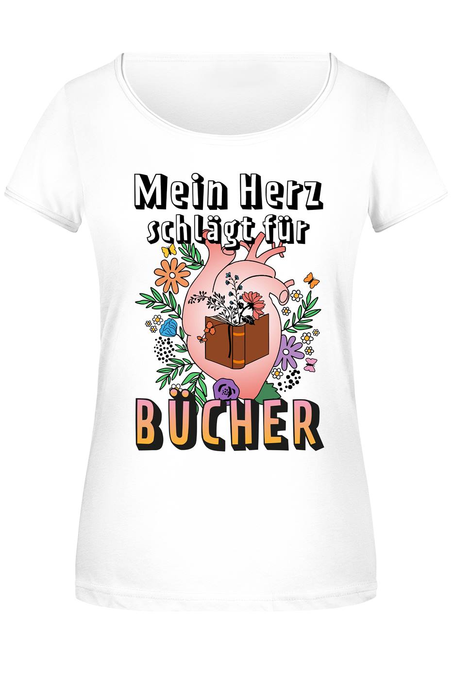 T-Shirt Damen - Mein Herz schlägt für Bücher