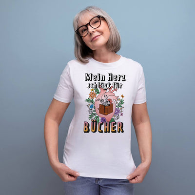 T-Shirt Damen - Mein Herz schlägt für Bücher