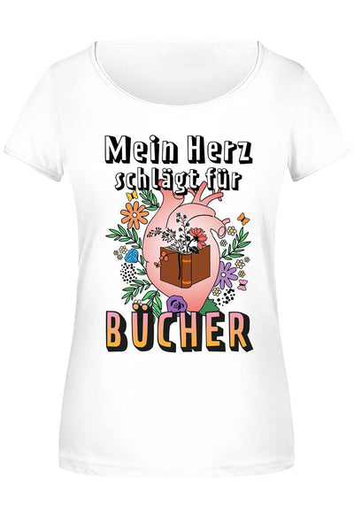 T-Shirt Damen - Mein Herz schlägt für Bücher