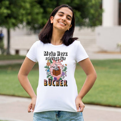 T-Shirt Damen - Mein Herz schlägt für Bücher