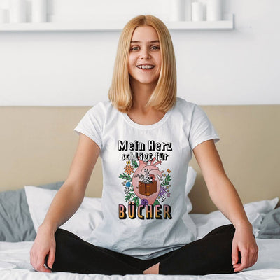 T-Shirt Damen - Mein Herz schlägt für Bücher
