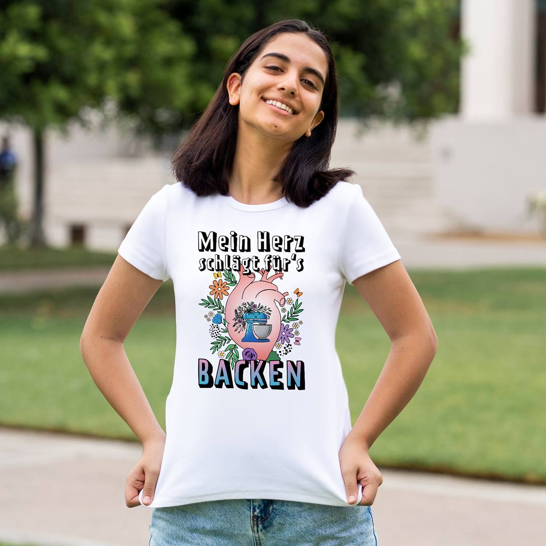 T-Shirt Damen - Mein Herz schlägt für's Backen