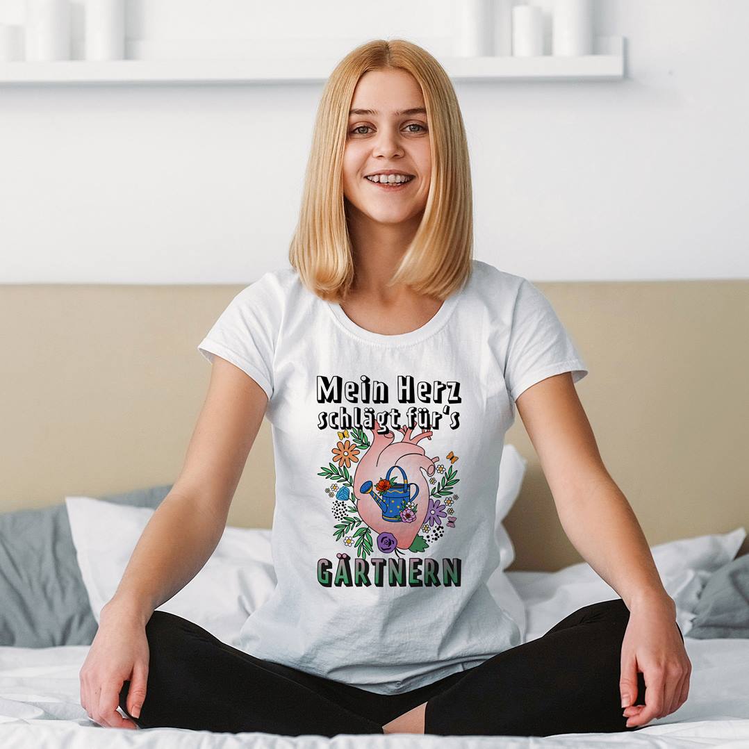 T-Shirt Damen - Mein Herz schlägt für's Gärtnern