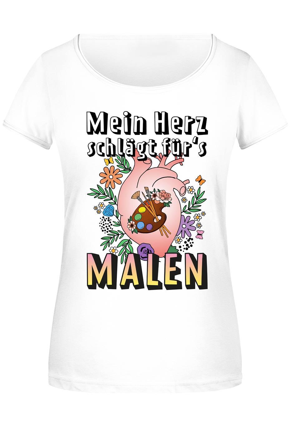T-Shirt Damen - Mein Herz schlägt für's Malen