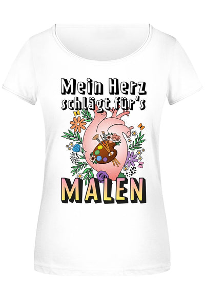 T-Shirt Damen - Mein Herz schlägt für's Malen