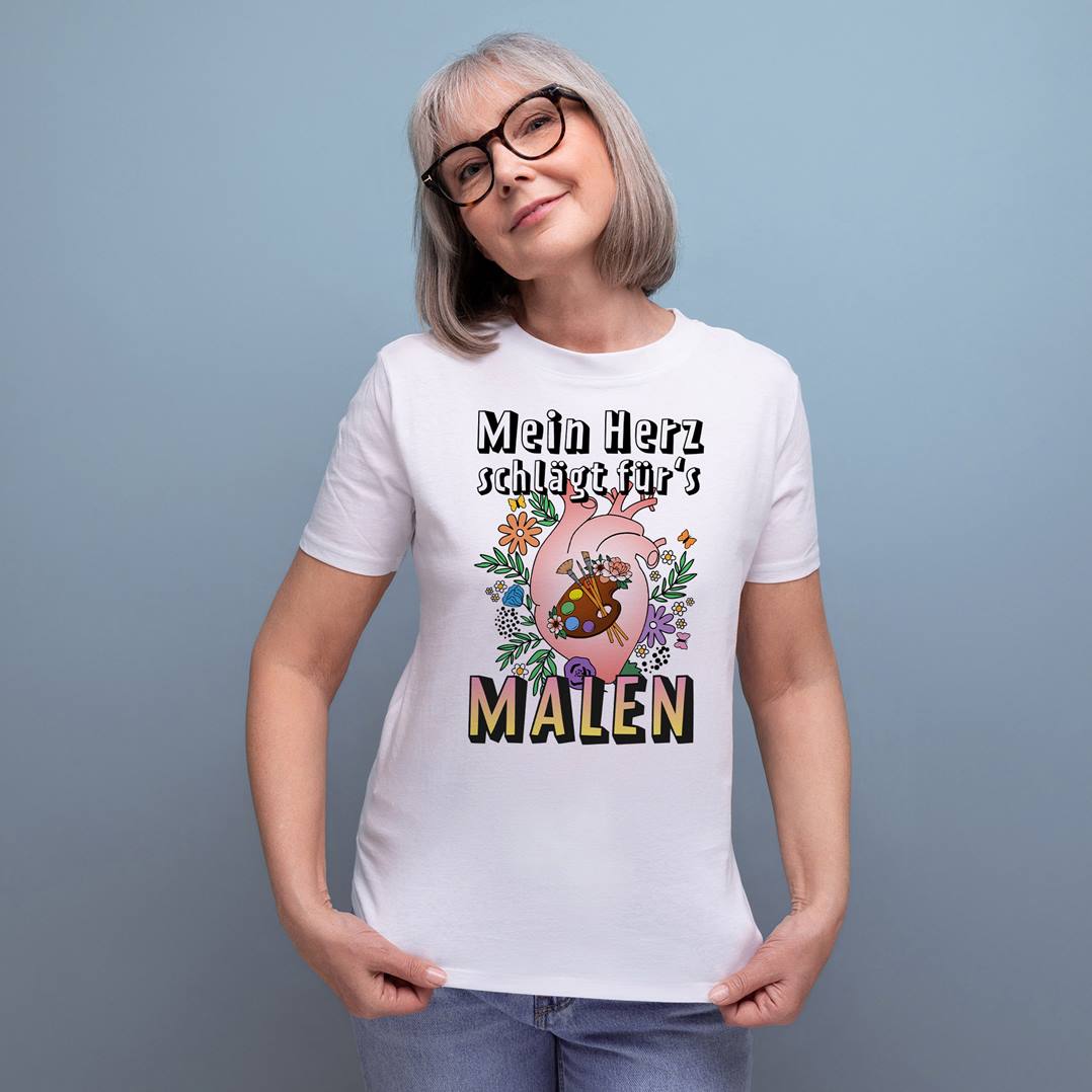 T-Shirt Damen - Mein Herz schlägt für's Malen